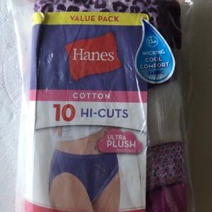 Hanes Women's Assorted Cool Comfort Tagless Hi-Cut Panties 1 pack of 10 Sz 6